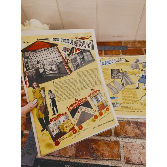 1944 "Give Them A Gay Early Start" Vtg Print Ad for Craft Patterns - 2-Pages - Picture 2 of 7